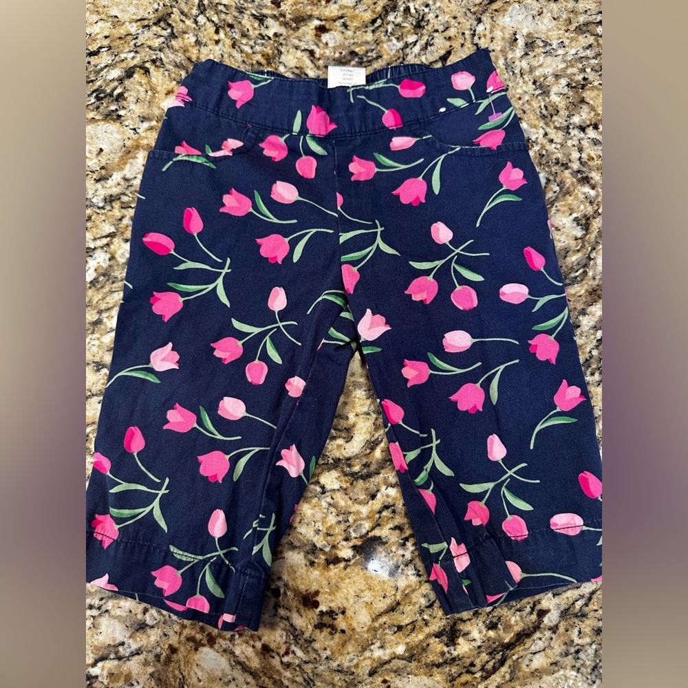 Gymboree Navy Leggings with Pink Floral Tulip Print